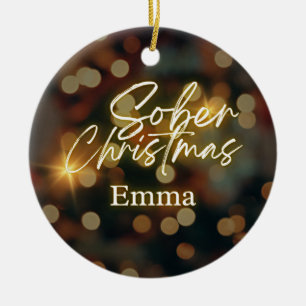 Personalised sober christmas ceramic tree decoration