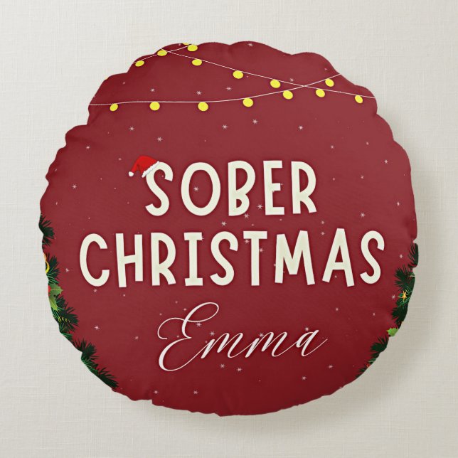 Personalised Sober christmas Round Cushion (Front)