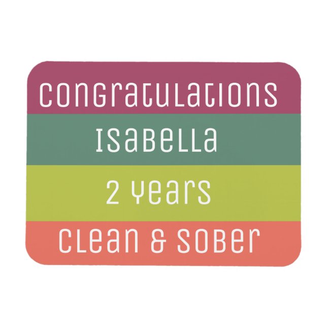 Personalised Sobriety Anniversary 12 step birthday Magnet (Horizontal)