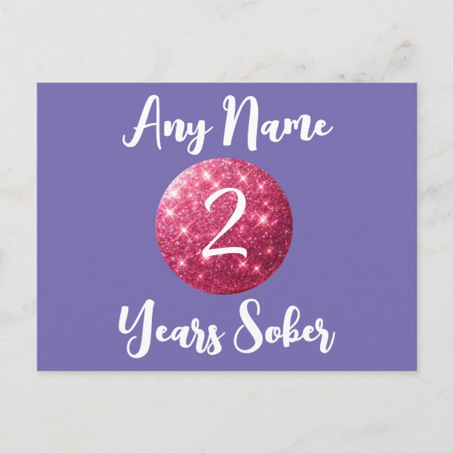 Personalised Sobriety Birthday Card Pink Glitter  (Front)