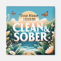 Personalised Sobriety Clean & Sober Magnet