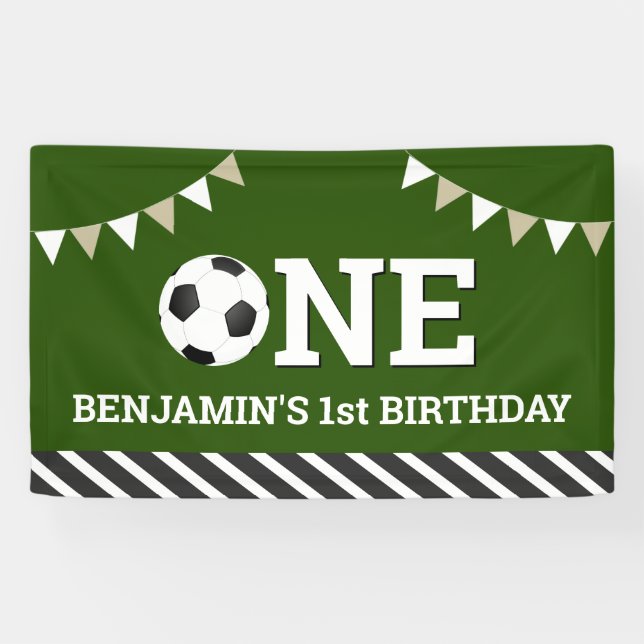 Personalised Soccer 1st Birthday Party Banner (Horizontal)