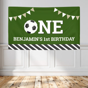Personalised Soccer 1st Birthday Party Banner