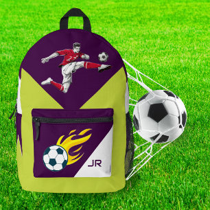 Personalised Soccer Back-to-School Monogram Boys Printed Backpack