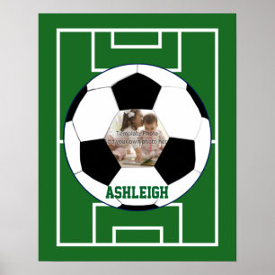 Personalised Soccer Ball and Field Photo template Poster