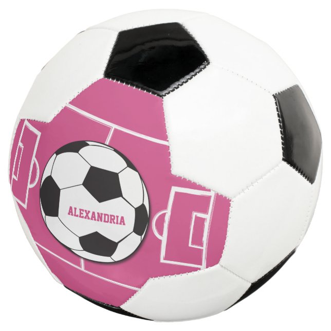 Personalised Soccer Ball and Field Pink (Three Quarter)