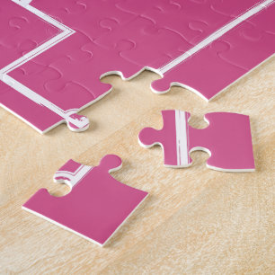 Personalised Soccer Ball and Field Pink Jigsaw Puzzle