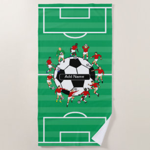 Personalised soccer ball and players beach towel