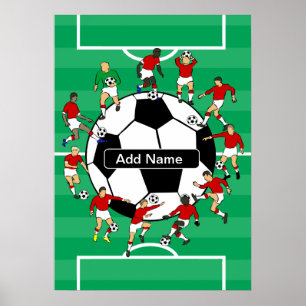Personalised soccer ball and players poster