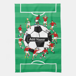 Personalised soccer ball and players tea towel