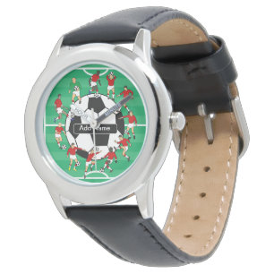 Personalised soccer ball and players watch