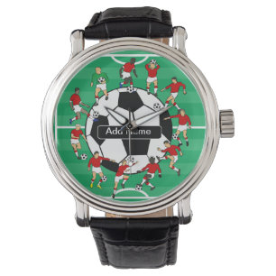 Personalised soccer ball and players watch