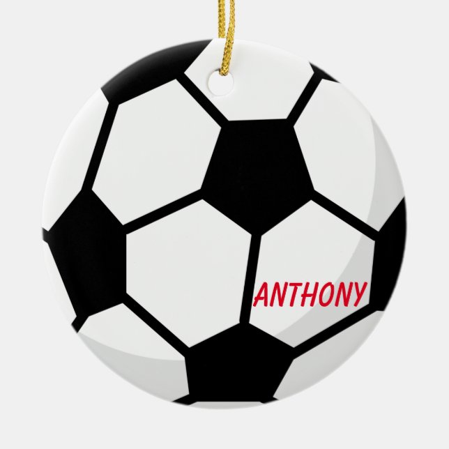 Personalised Soccer Ball Christmas Ornament (Front)