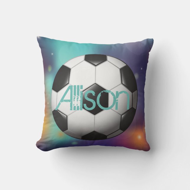 Personalised Soccer Ball Galaxy Print Cushion (Front)