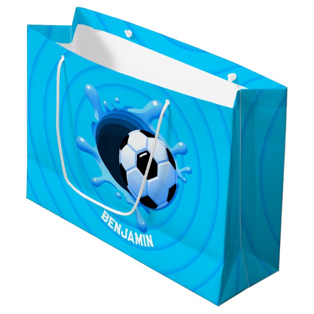 Personalised Soccer Ball Large Gift Bag (Front Angled)