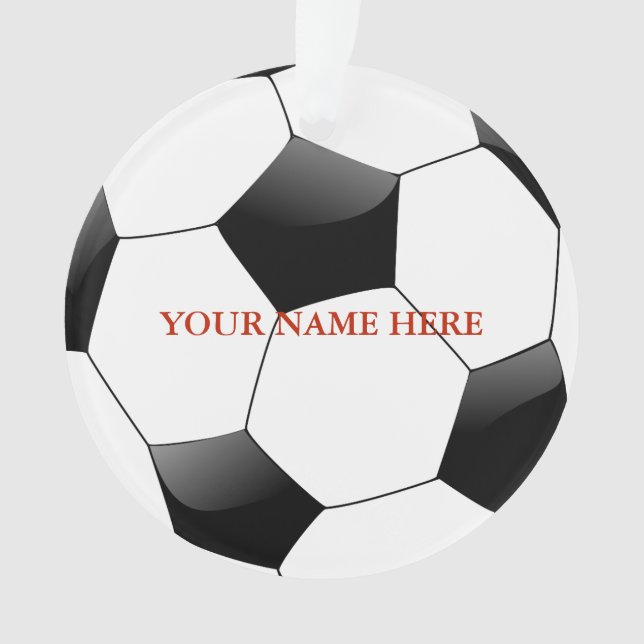 Personalised Soccer Ball Name Christmas Ornament (Front)