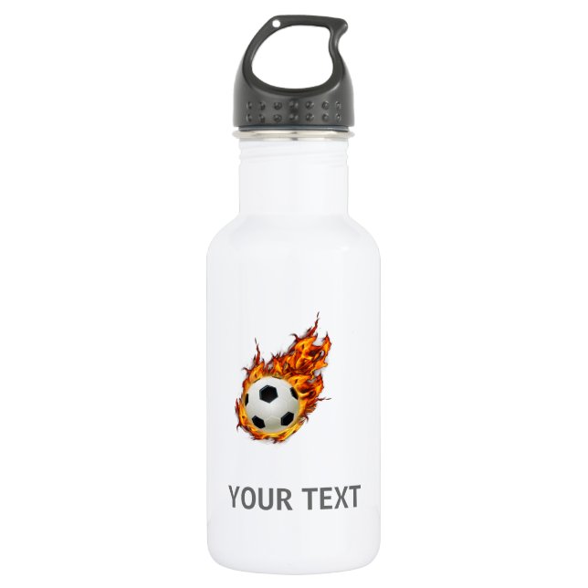 Personalised Soccer Ball on Fire 532 Ml Water Bottle (Front)