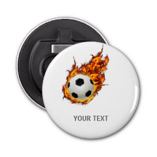 Personalised Soccer Ball on Fire Bottle Opener