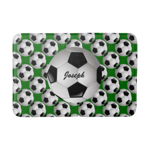 Personalised Soccer Ball on Football Pattern Bath Mat