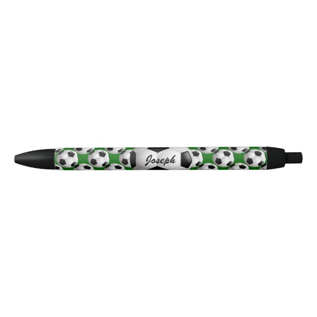 Personalised Soccer Ball on Football Pattern Black Ink Pen (Front)