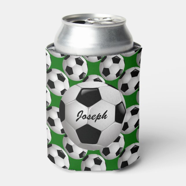 Personalised Soccer Ball on Football Pattern Can Cooler (Can Front)