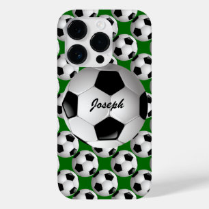 Personalised Soccer Ball on Football Pattern Case-Mate iPhone 14 Pro Case