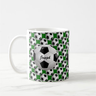 Personalised Soccer Ball on Football Pattern Coffee Mug