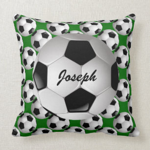 Personalised Soccer Ball on Football Pattern Cushion