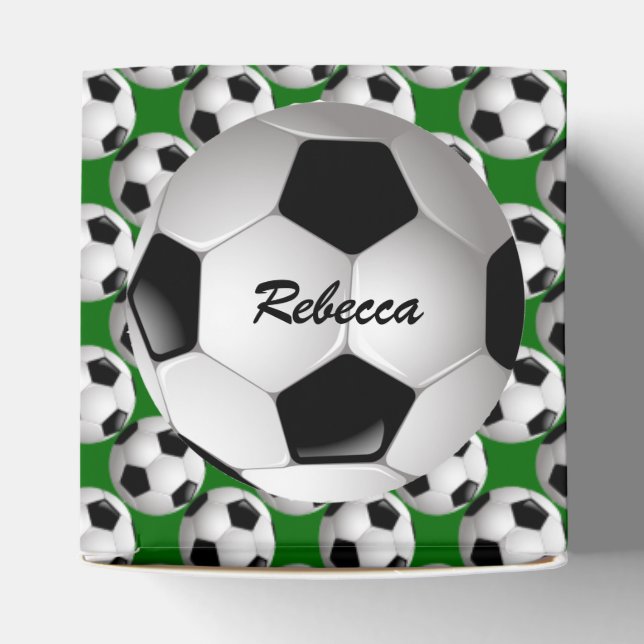 Personalised Soccer Ball on Football Pattern Favour Box (Top)