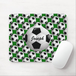 Personalised Soccer Ball on Football Pattern Mouse Mat
