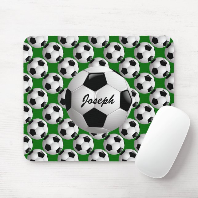 Personalised Soccer Ball on Football Pattern Mouse Mat (With Mouse)
