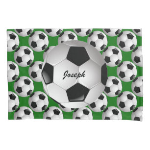 Personalised Soccer Ball on Football Pattern Pillowcase