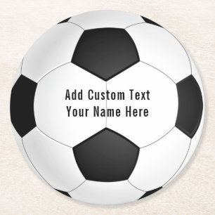 Personalised Soccer Ball Paper Coasters With Text