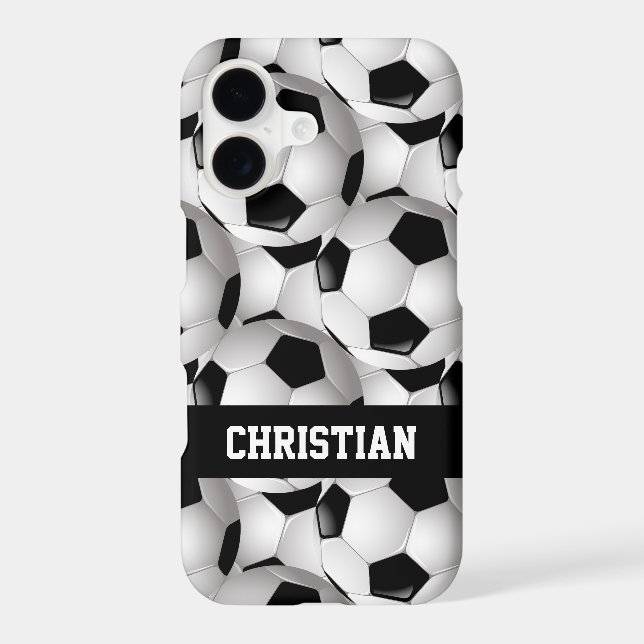 Personalised Soccer Ball Pattern Black White (Back)