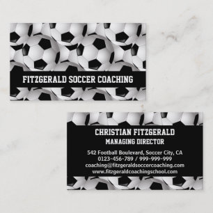 Personalised Soccer Ball Pattern Black White Business Card
