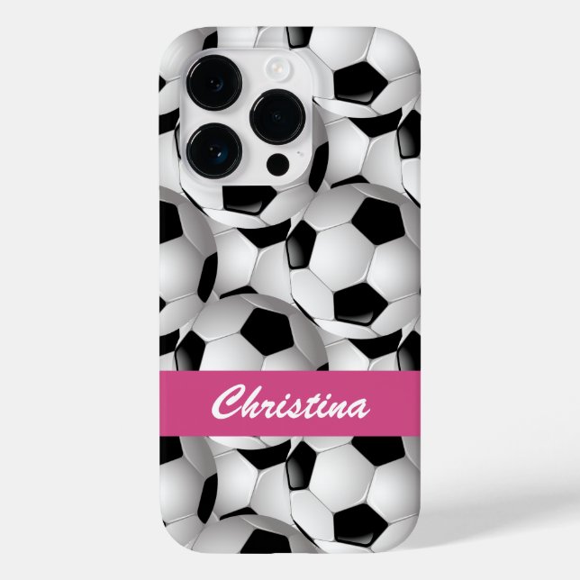 Personalised Soccer Ball Pattern Pink Case-Mate iPhone Case (Back)