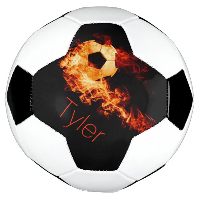 Personalised Soccer Ball with Flames (Rotated)