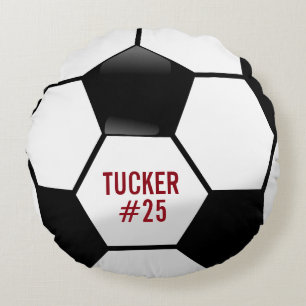 Personalised Soccer Ball with Team Name and Number Round Cushion