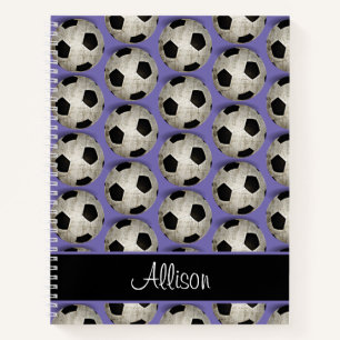 Personalised Soccer Balls Pattern Purple Notebook