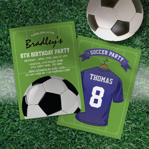 Personalised Soccer Blue Jersey Birthday Invitation