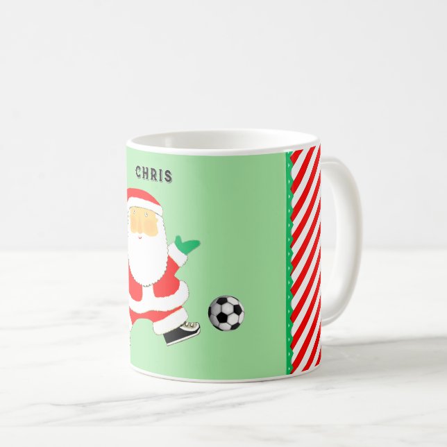 Personalised Soccer Christmas Collectable Coffee Mug (Front Right)