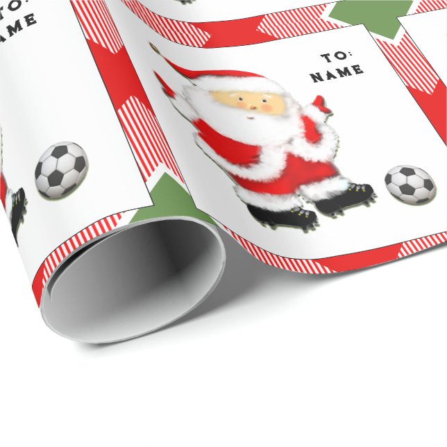 Personalised Soccer Christmas Gift Wrapping Paper (Roll Corner)