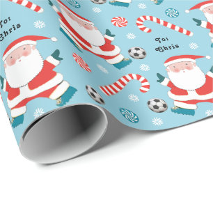 Personalised Soccer Christmas Gift Wrapping Paper