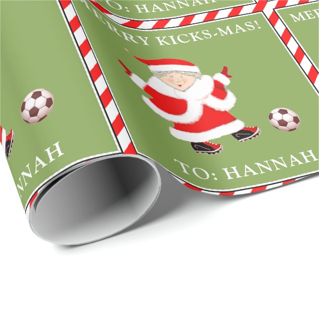 Personalised Soccer Christmas Wrapping Paper (Roll Corner)