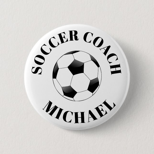 Personalised Soccer Coach Button (Front)