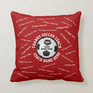 Personalised Soccer Coach Gifts, ALL Players NAMES Cushion