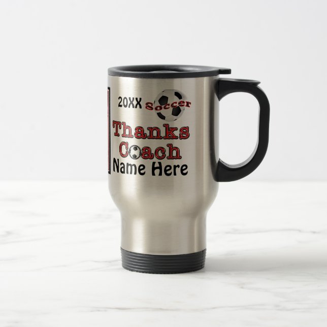 Personalised Soccer Coach Gifts Thank You Travel Mug (Right)