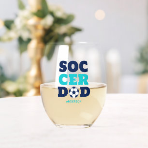 Personalised Soccer Dad Father's Day Stemless Wine Glass