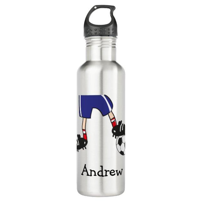 Personalised Soccer Football Player Cartoon 710 Ml Water Bottle (Front)