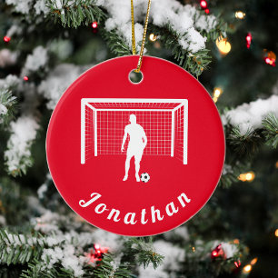 Personalised Soccer Football Player Goalie Keeper Ceramic Tree Decoration